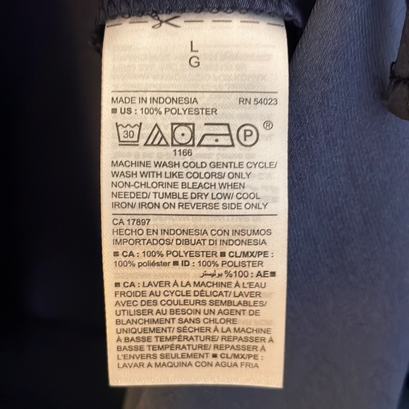 Navy blue lightweight Boho/peasant blouse with collar tie. Old navy large. - Picture 4 of 7